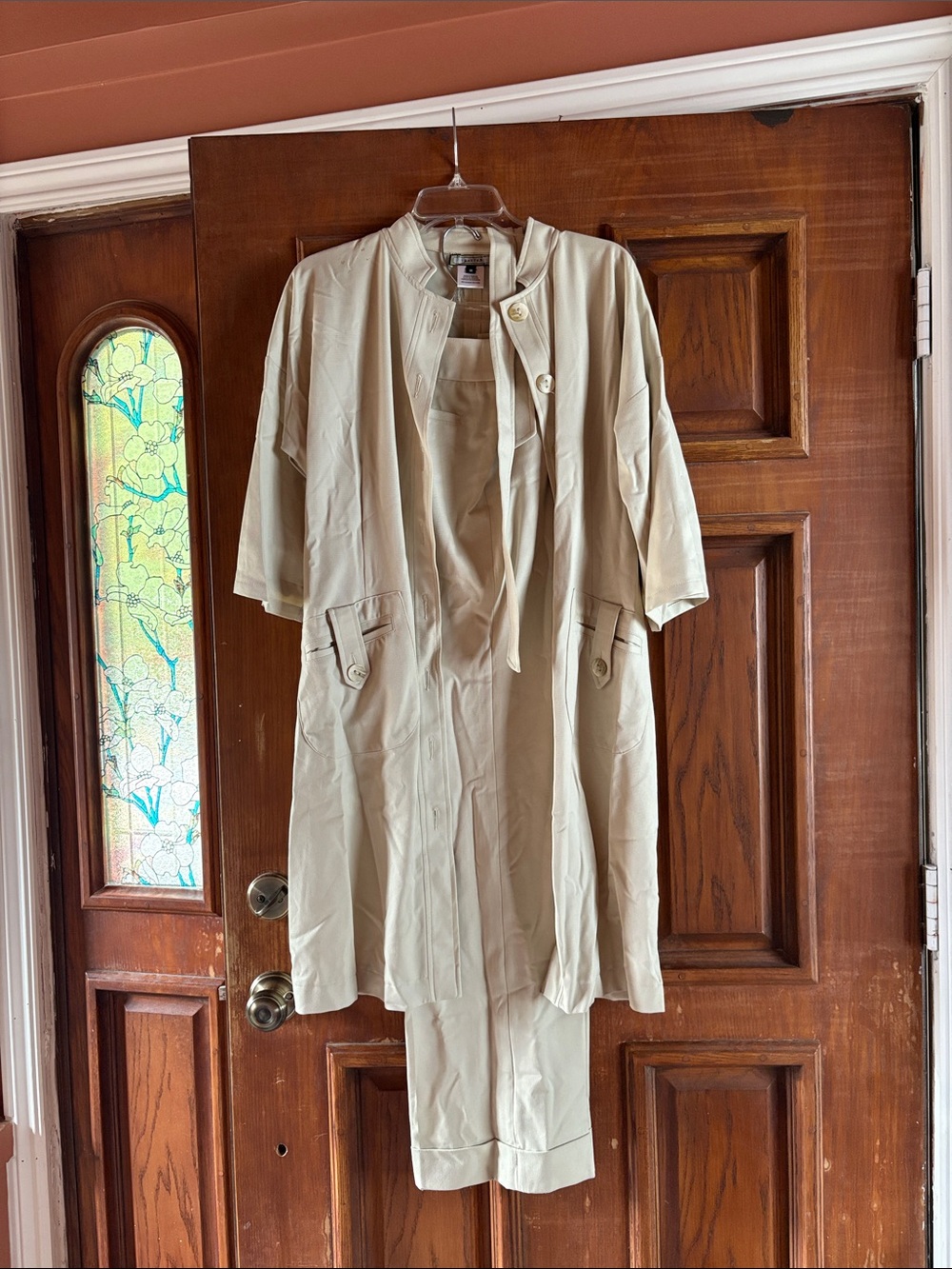 Y2K Vintage Thalian Cream Trench Coat with Matching Pants